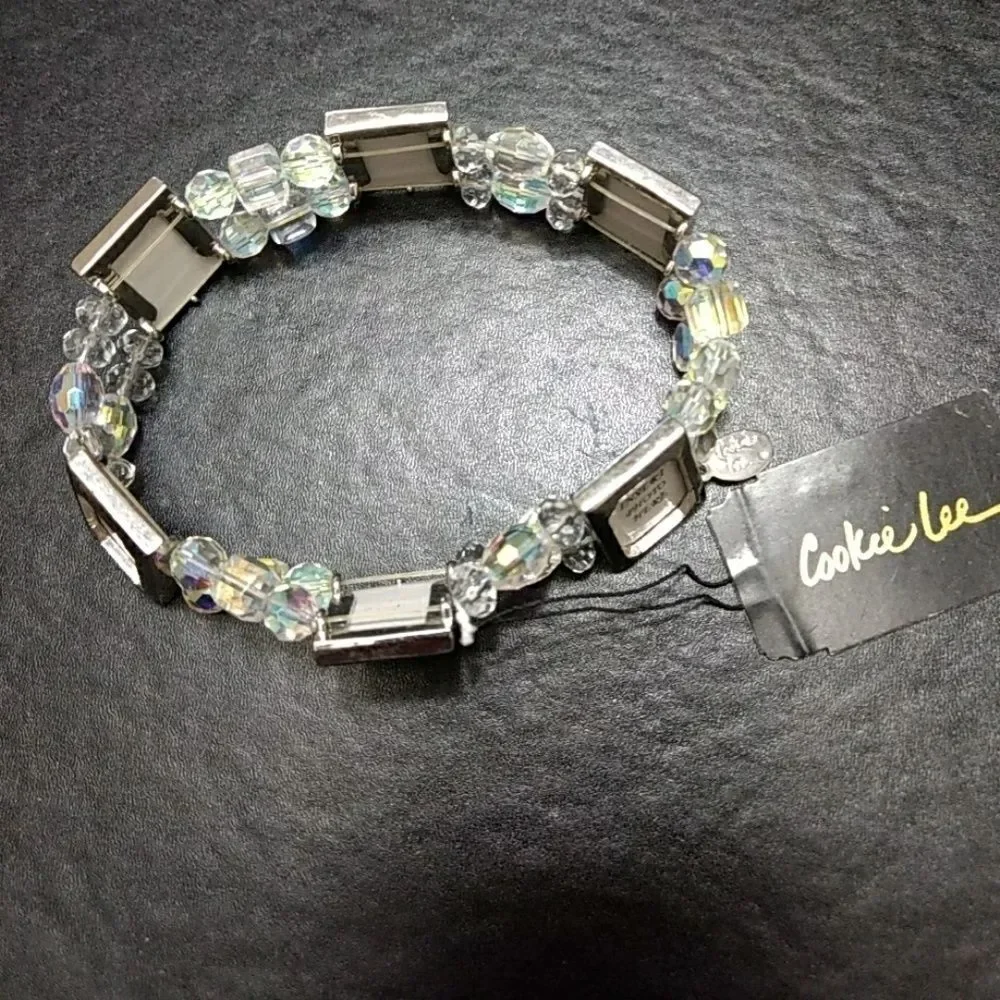 Cookie Lee photo bracelet with clear crystals 7.5